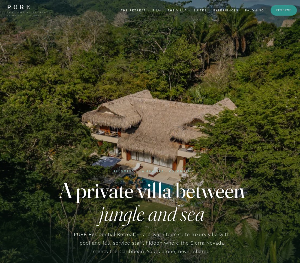 PURE Residential Retreat website